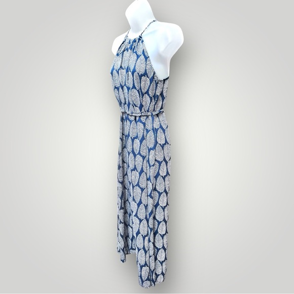 Toko Maxi Dress with Leaf Pattern Blue/White - Picture 2 of 16